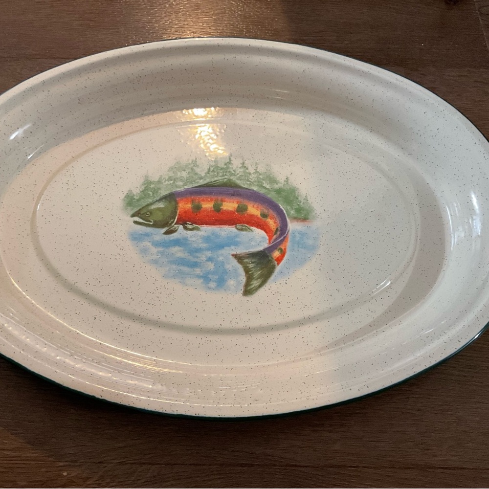 2003 Julie Ueland Enamel Salmon Fish 17.5 X 13” NWOT